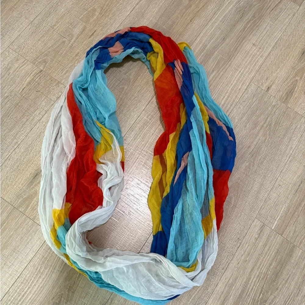 Multicolor Chevron Lightweight Crinkle Infinity Scarf